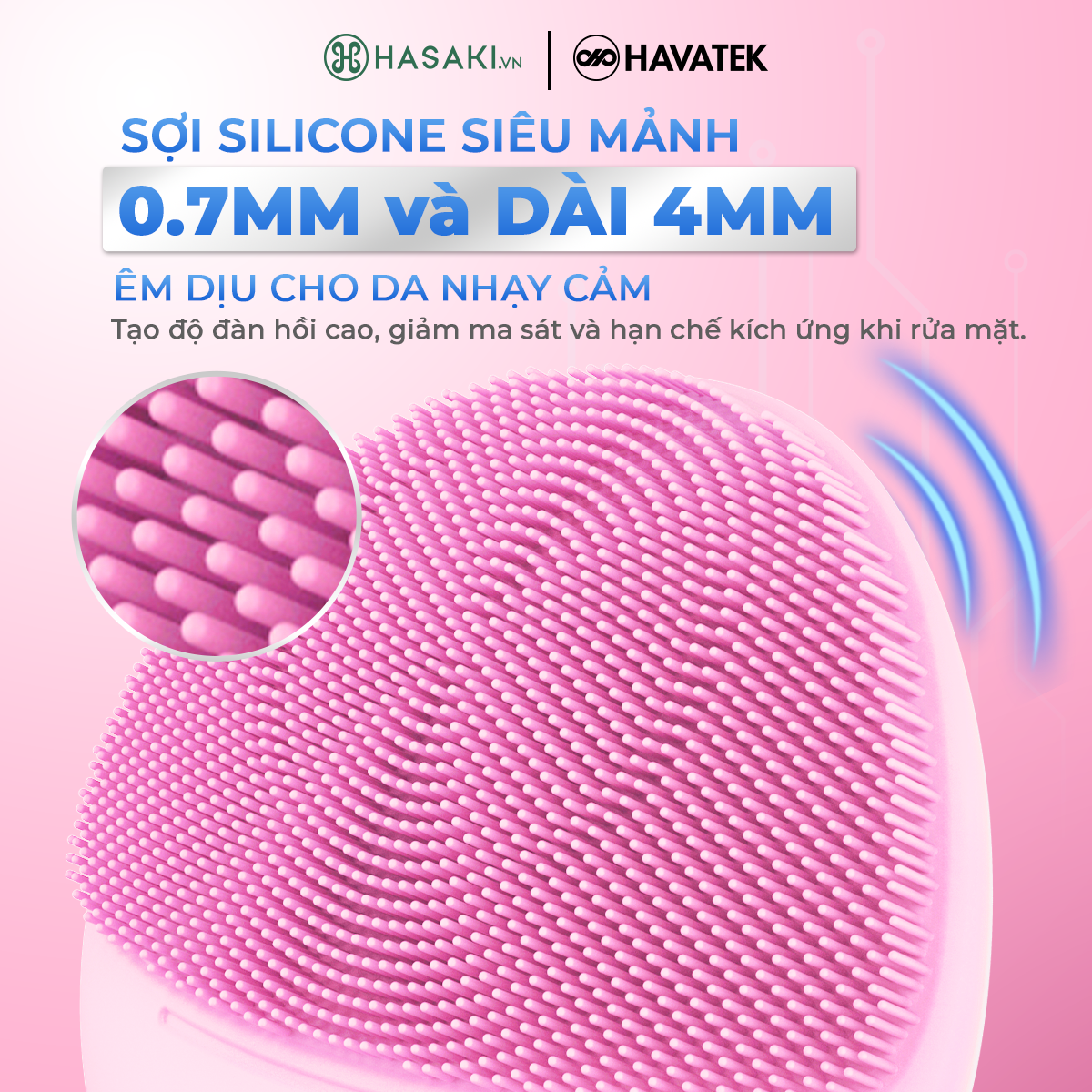 Máy Rửa Mặt Havatek Sóng Âm Cho Da Nhạy Cảm Màu Xám