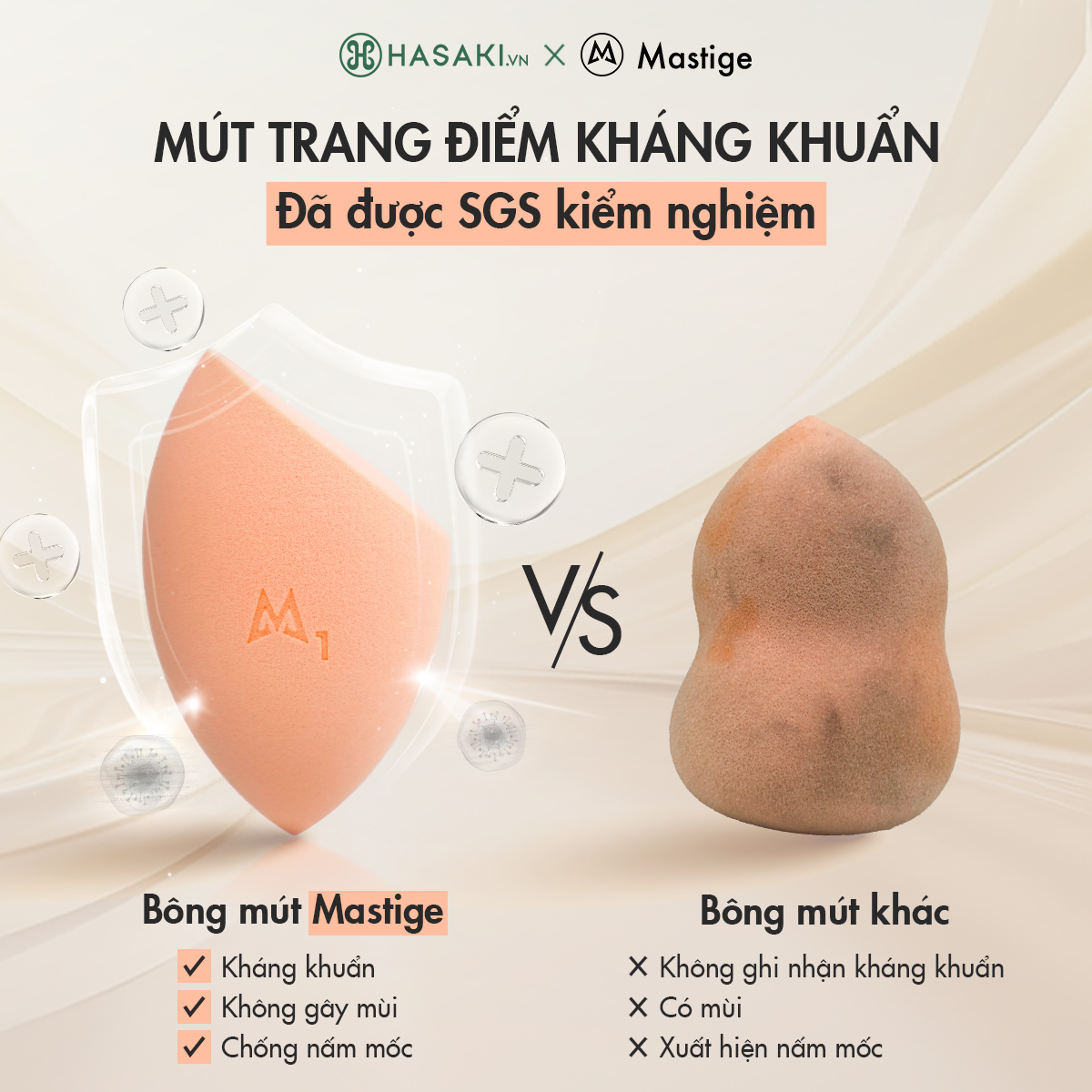 Mút Tán Nền Trang Điểm Mastige Kháng Khuẩn Màu Đen