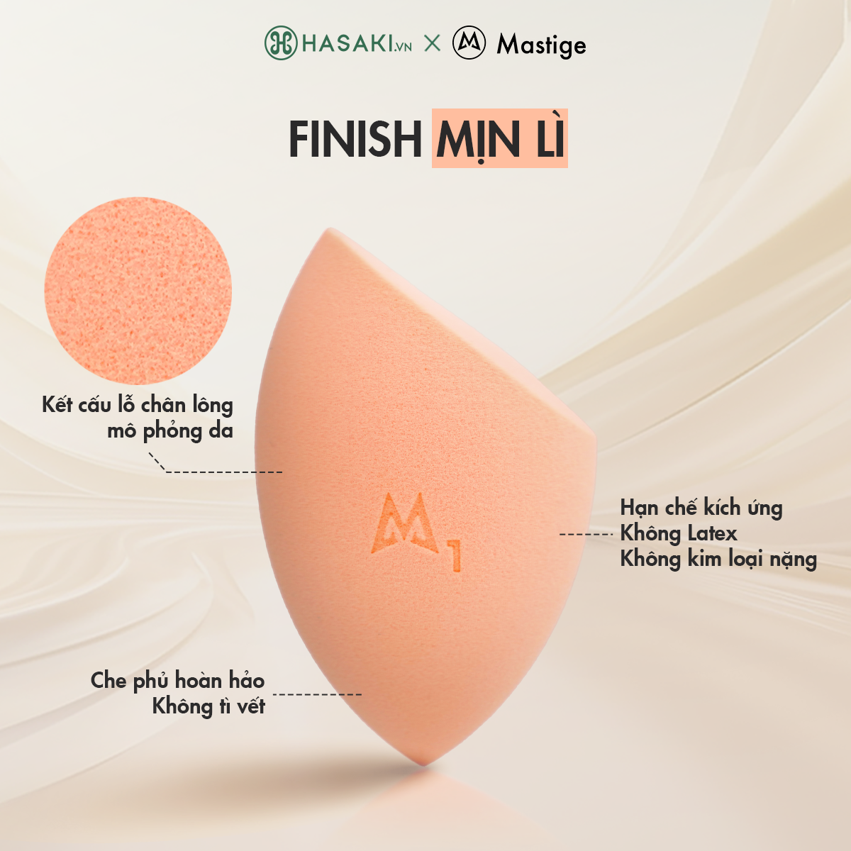 Mút Tán Nền Trang Điểm Mastige Kháng Khuẩn Màu Đen