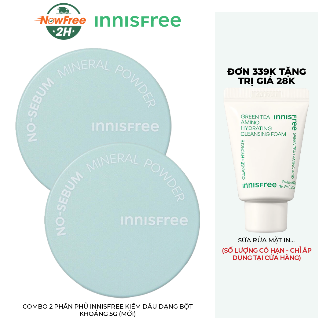 Combo 2 Phấn Phủ innisfree Kiềm Dầu Dạng Bột Khoáng 5g (Mới)