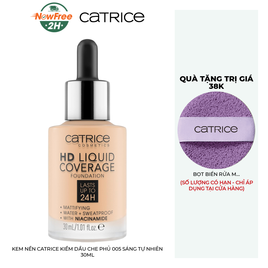 Kem Nền Catrice Kiềm Dầu Che Phủ 005 Sáng Tự Nhiên 30ml