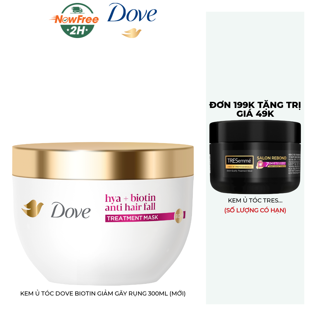 Kem Ủ Tóc Dove Biotin Giảm Gãy Rụng 300ml (Mới)