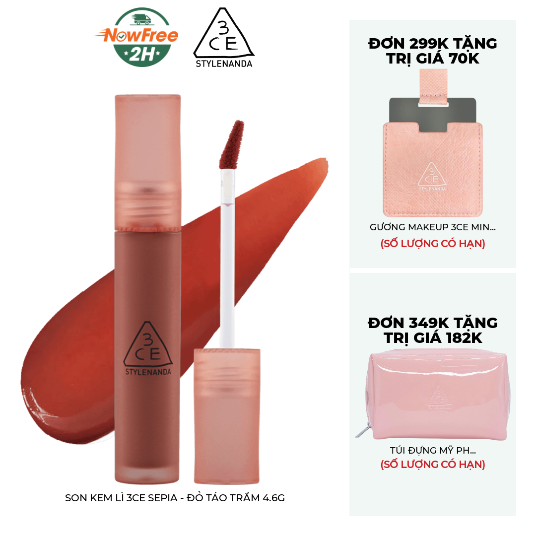 Son Kem Lì 3CE Sepia - Đỏ Táo Trầm 4.6g