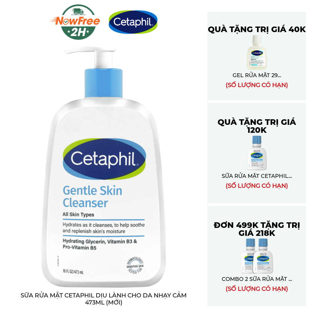 Sữa Rửa Mặt Cetaphil Dịu Lành Cho Da Nhạy Cảm 473ml (Mới)