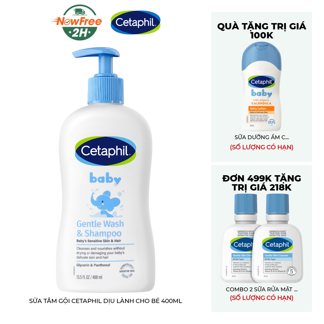 Sữa Tắm Gội Cetaphil Dịu Lành Cho Bé 400ml