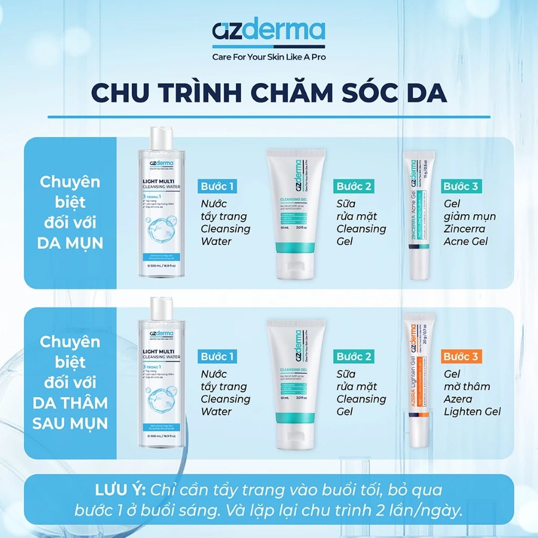 Nước Tẩy Trang Azderma Cho Da Dầu Mụn Nhạy Cảm 500ml