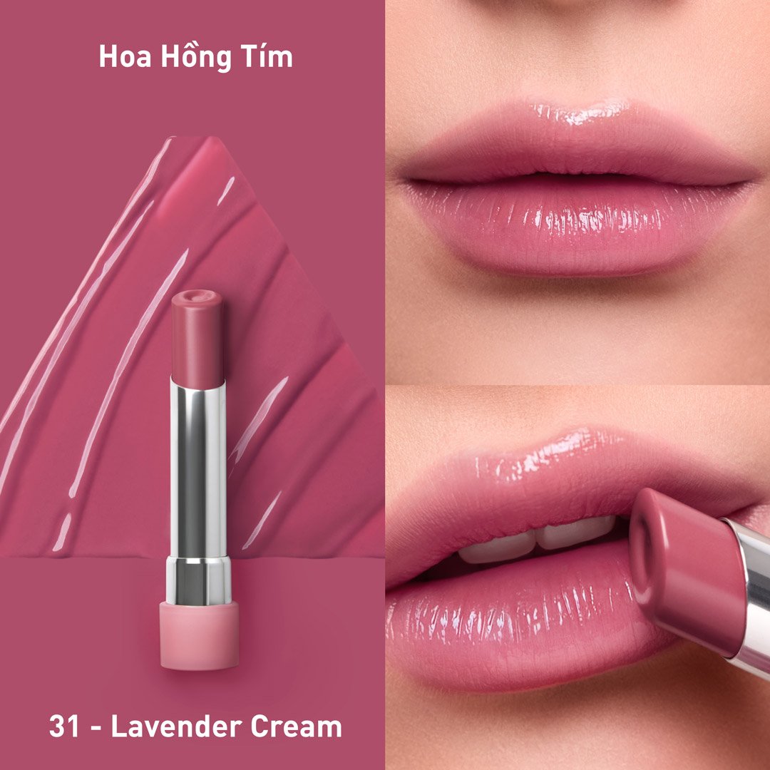 Son Bóng 3CE Dưỡng Ẩm 31 Lavender Cream - Hoa Hồng Tím 5g