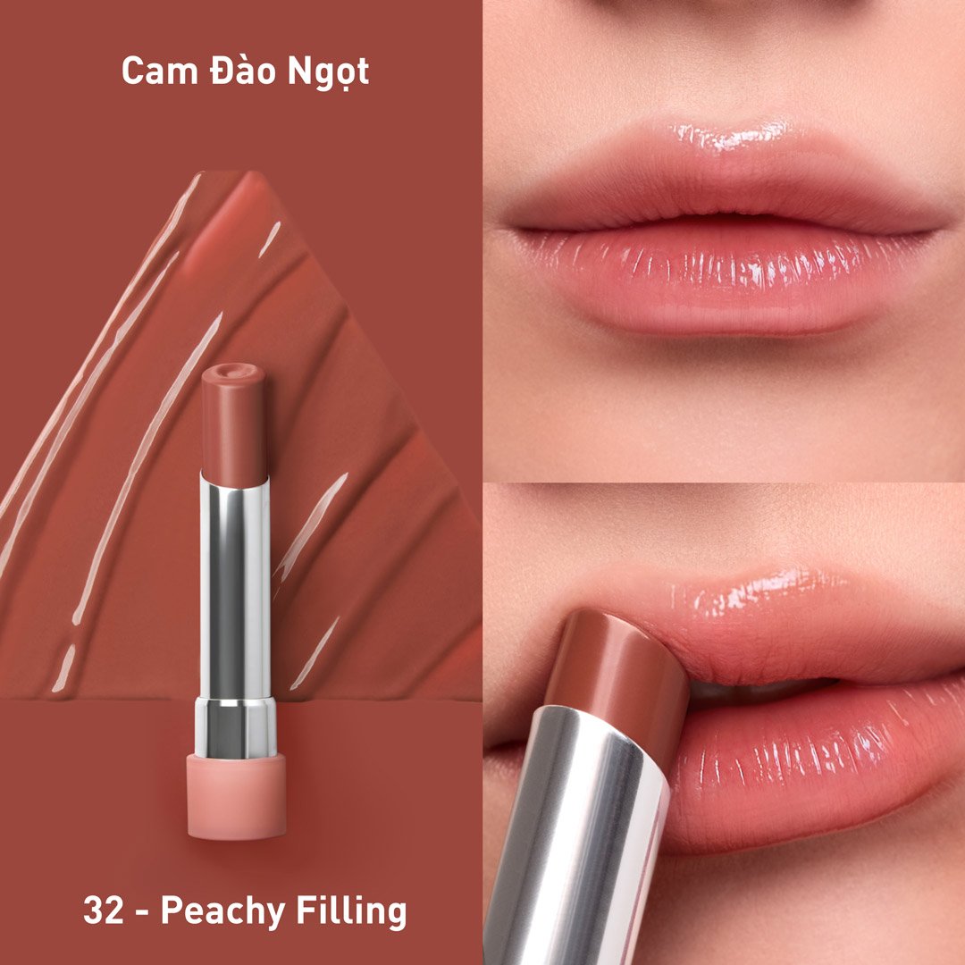 Son Bóng 3CE Dưỡng Ẩm 32 Peachy Filling - Cam Đào Ngọt 5g