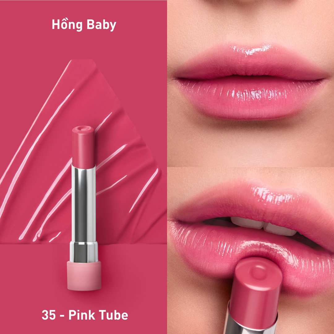 Son Bóng 3CE Dưỡng Ẩm 35 Pink Tube - Hồng Baby 5g