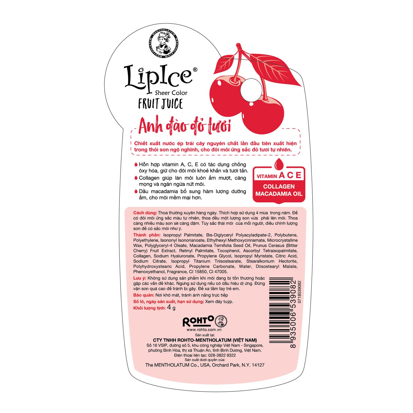 Son Dưỡng Lipice Trái Cây Cherry - Anh Đào Đỏ Tươi 4g