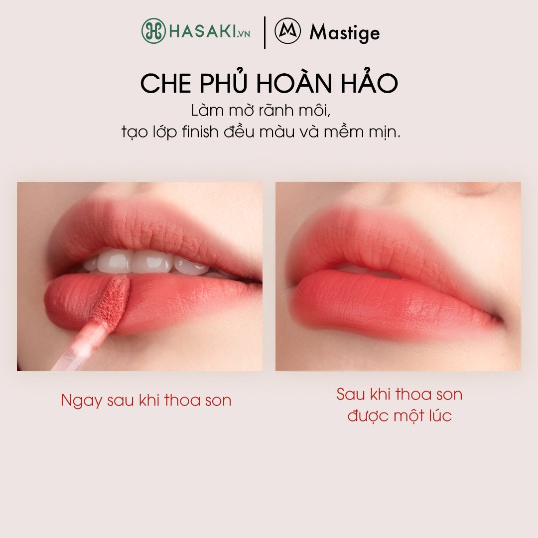 Son Kem Lì Mastige Velvet Lâu Trôi Màu V1 Đỏ Thuần 4.5ml