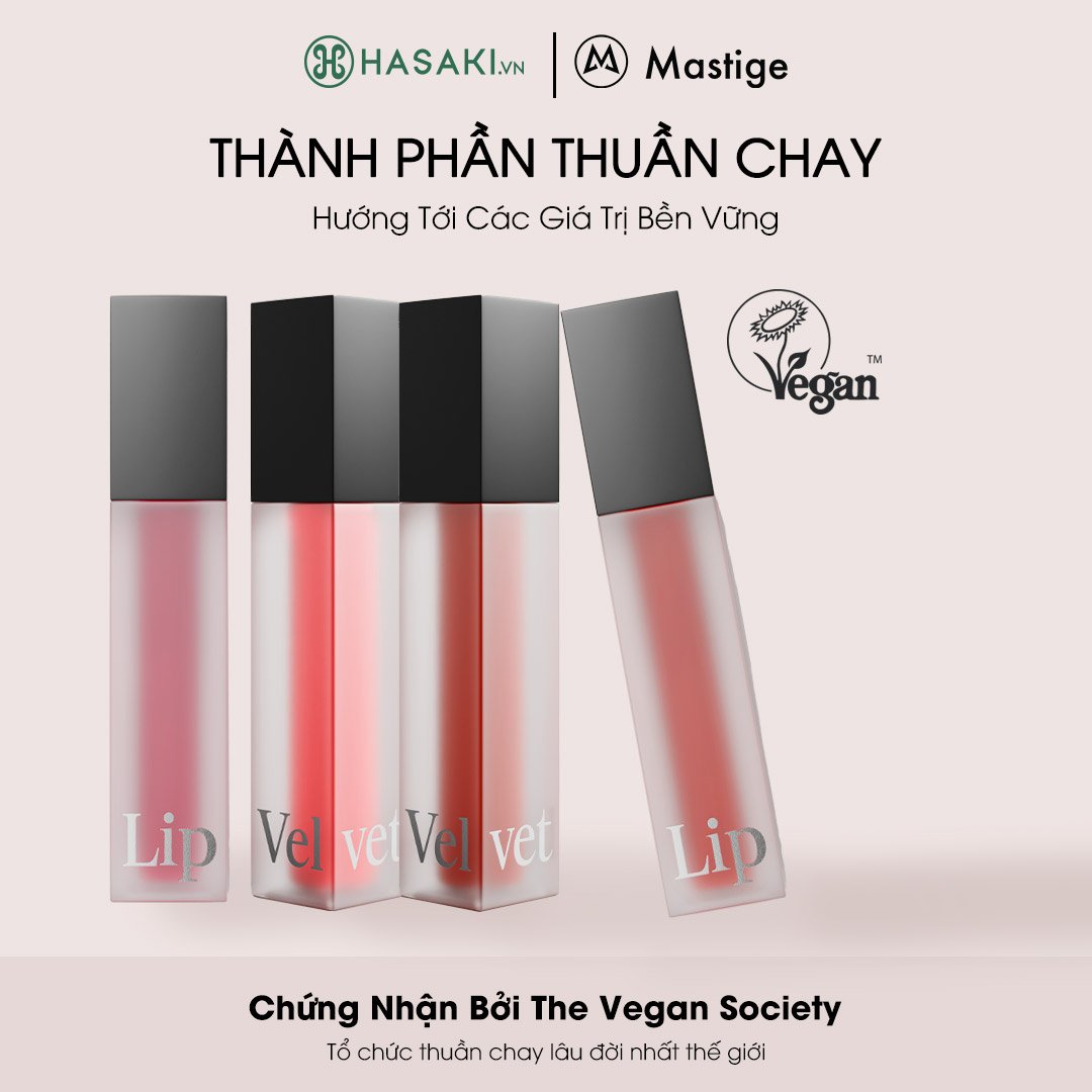 Son Kem Lì Mastige Velvet Lâu Trôi Màu V1 Đỏ Thuần 4.5ml
