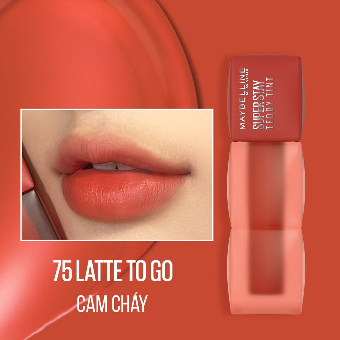 Son Kem Maybelline 75 Latte To Go - Cam Cháy 5ml