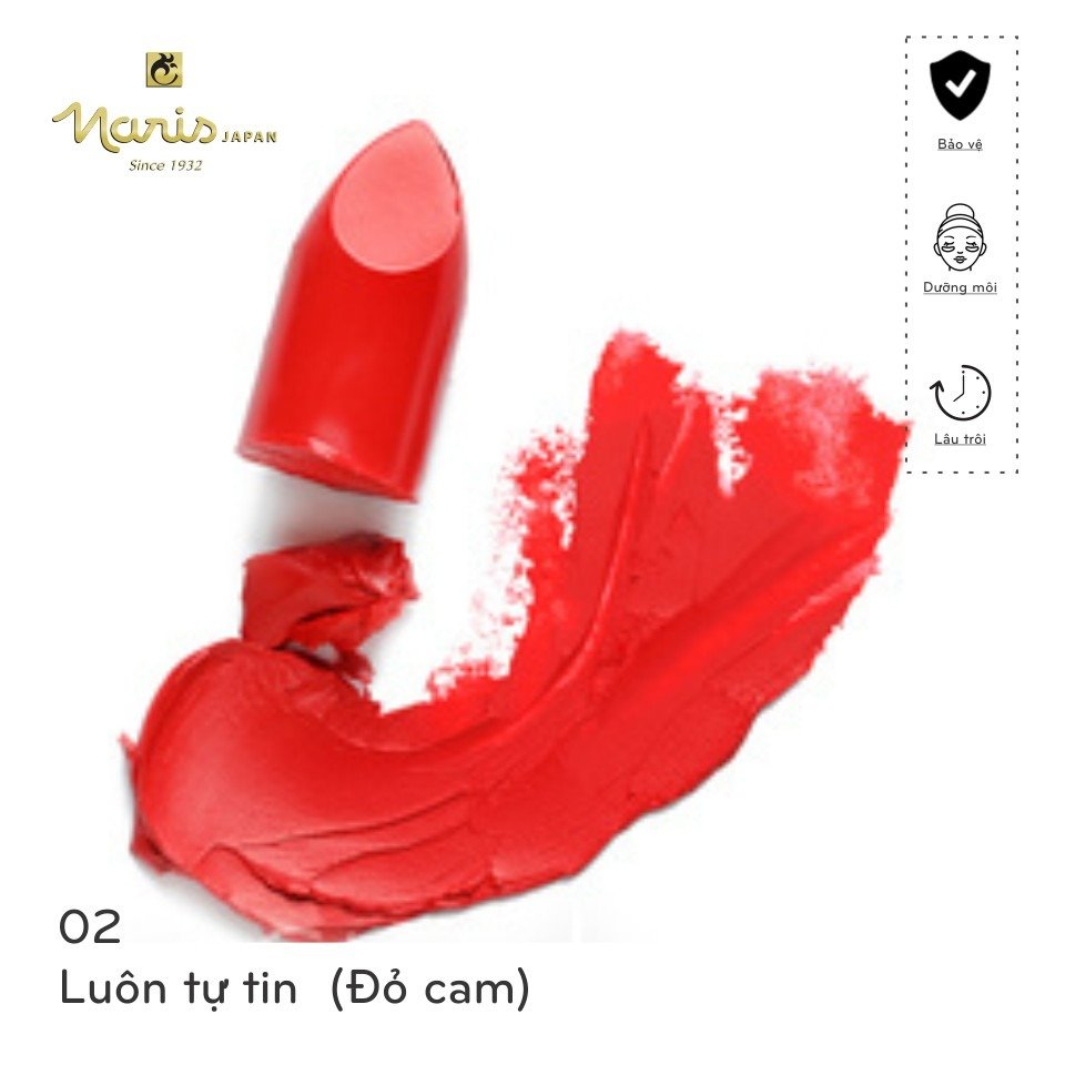 Son Lì Naris Ailus Mịn Môi Màu 02 Đỏ Cam 4g