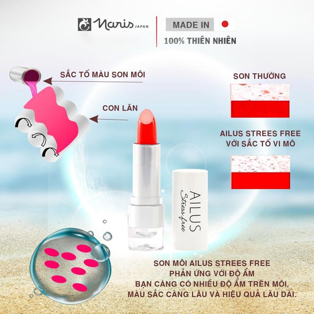 Son Lì Naris Ailus Mịn Môi Màu 02 Đỏ Cam 4g