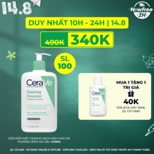Sữa Rửa Mặt CeraVe Sạch Sâu Cho Da Thường Đến Da Dầu 473ml