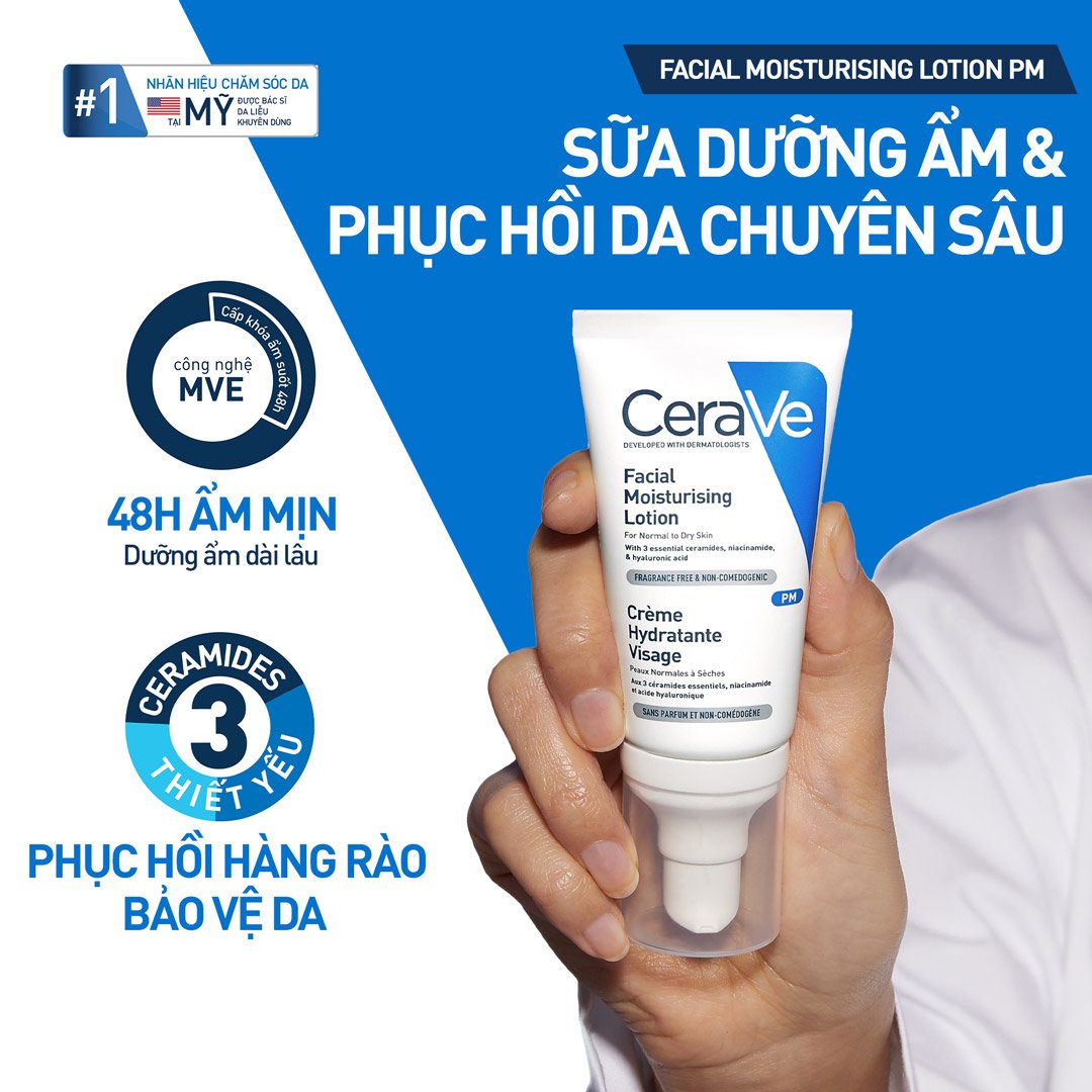 Sữa Dưỡng Ẩm Ban Đêm CeraVe Dành Cho Da Mặt 52ml