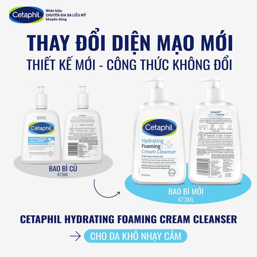 Sữa Rửa Mặt Cetaphil Tạo Bọt Dịu Lành Cho Da Nhạy Cảm 473ml
