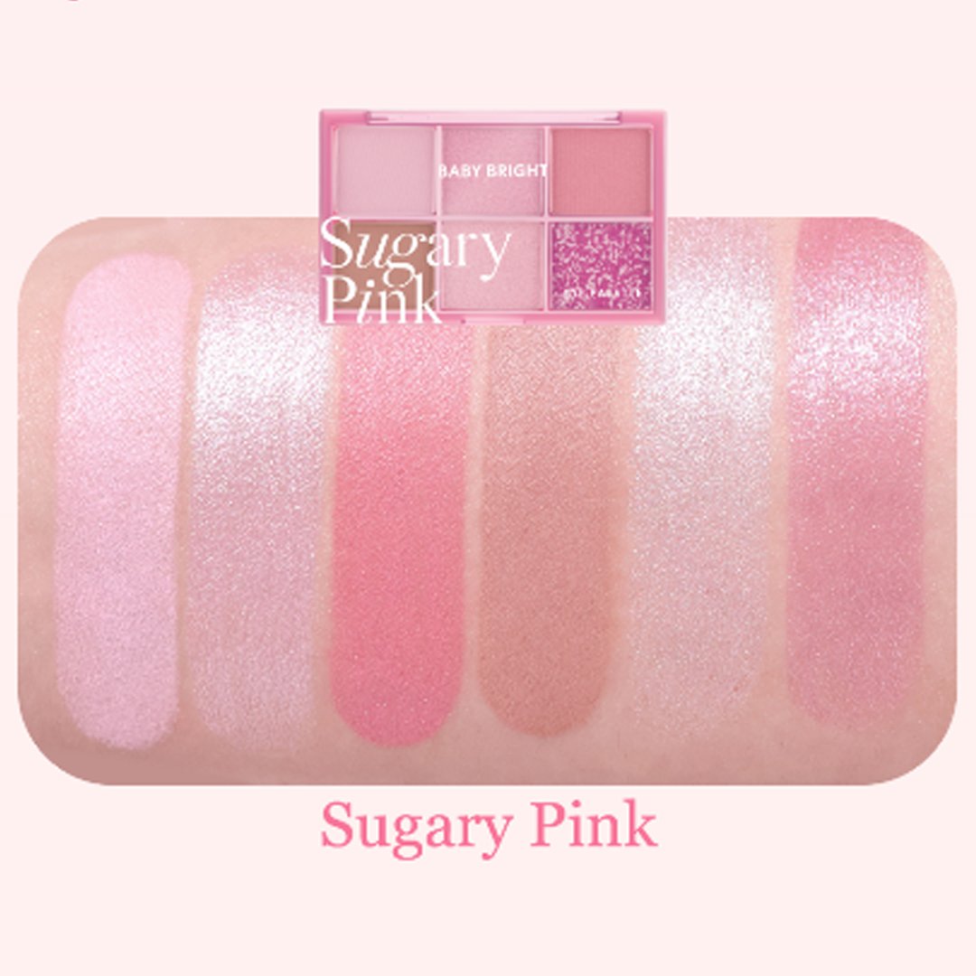 Bảng Phấn Mắt Baby Bright 6 Ô Sugary Pink - Tông Hồng 0.7g