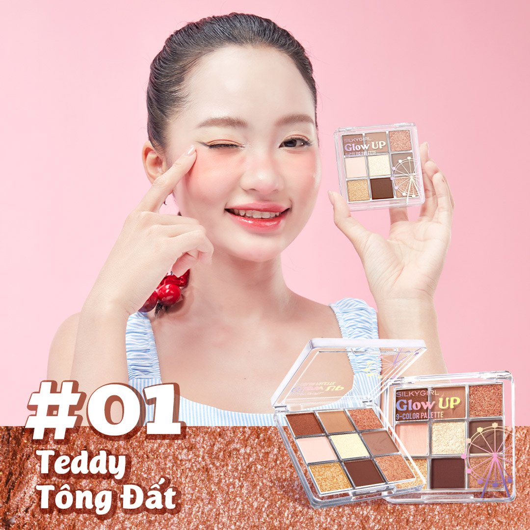 Bảng Phấn Mắt Silkygirl 9 Ô Màu 01 Teddy 7.2g