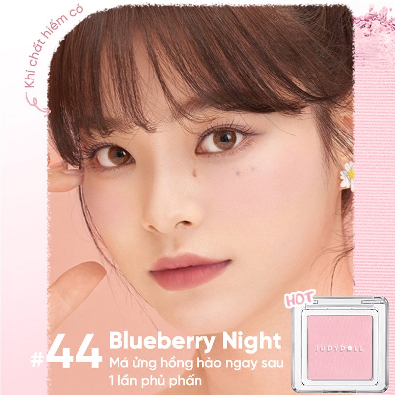 Combo Judydoll Bảng Highlight Và Tạo Khối 4 Màu - 02 Tông Ấm 9g (Mới) + Phấn Má Hồng - 44 Hồng Sữa 2g