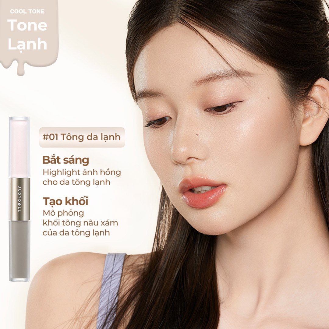 Kem Tạo Khối & Bắt Sáng Judydoll 2 Đầu - 01 Tông Lạnh 4.8g