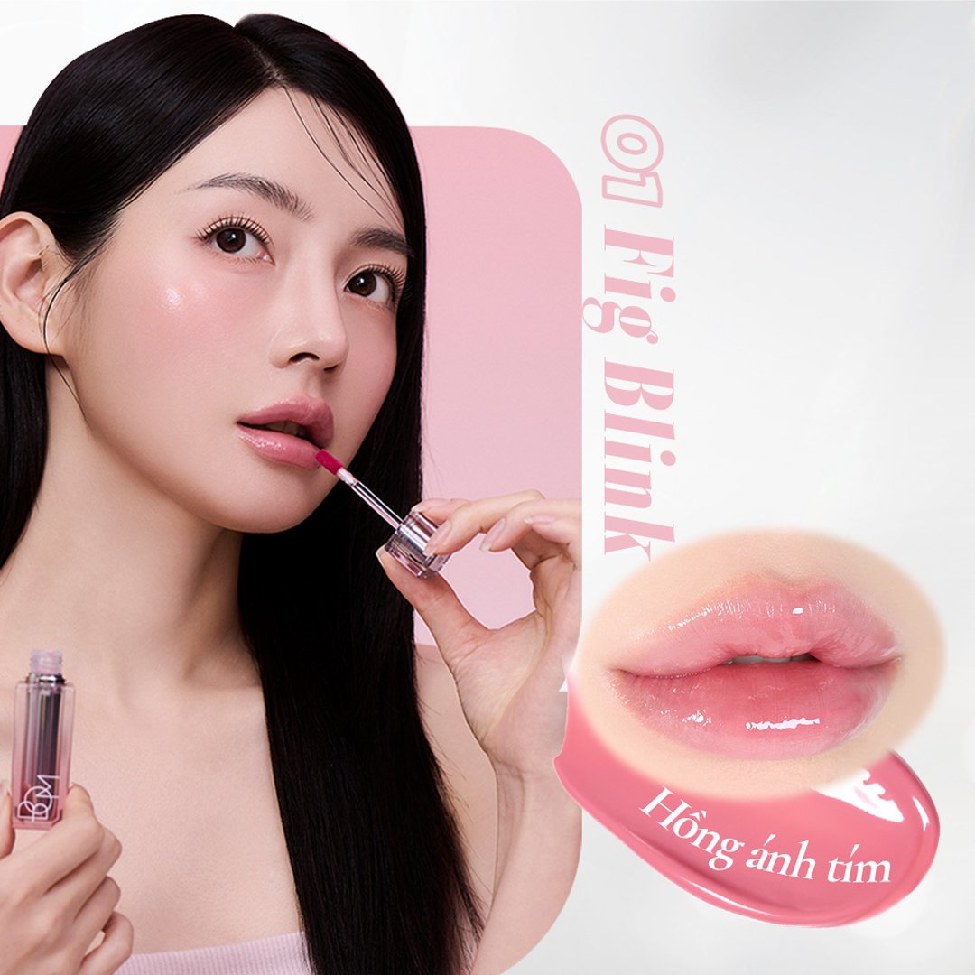 Son Tint Bóng B.O.M 01 Fig Blink - Hồng Ánh Tím 3g