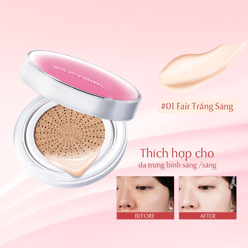Phấn Nước Silkygirl Chống Nắng Lâu Trôi Màu 01 Fair 13g