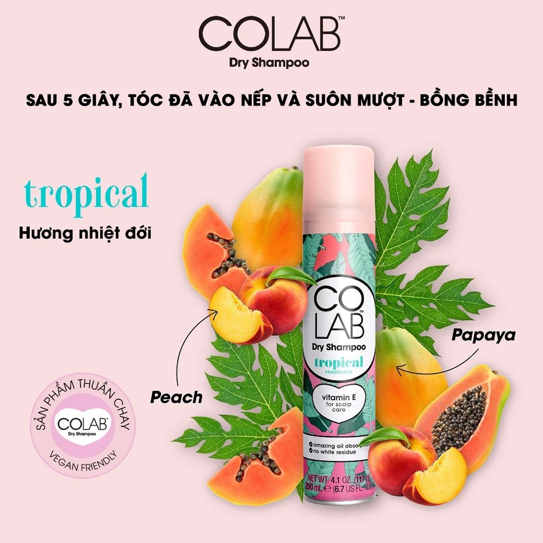 Combo Dầu Gội Khô Colab Original Hương Nguyên Bản 200ml + Tropical Hương Nhiệt Đới 200ml