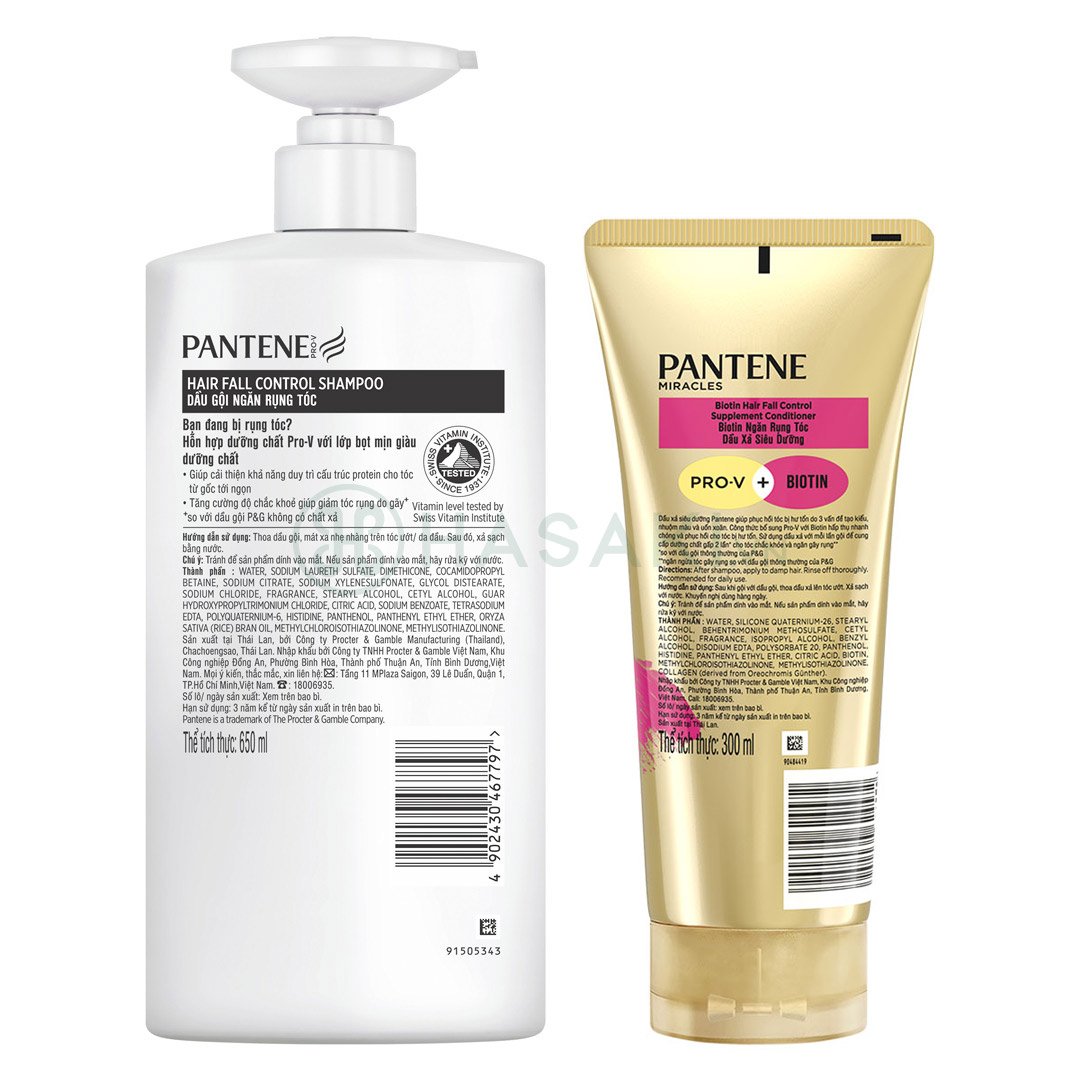 Bộ Gội Xả Pantene Ngăn Rụng Tóc (Dầu Gội 650ml + Dầu Xả Siêu Dưỡng 300ml)