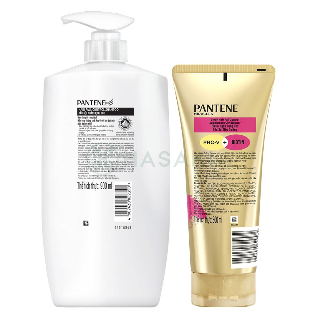 Bộ Gội Xả Pantene Ngăn Rụng Tóc (Dầu Gội 900ml + Dầu Xả Siêu Dưỡng 300ml)