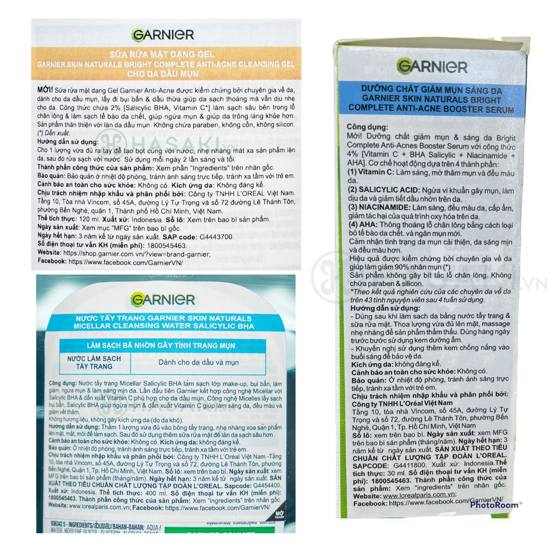 Bộ Sản Phẩm Garnier Chăm Sóc Da Dầu, Mụn 3 Món