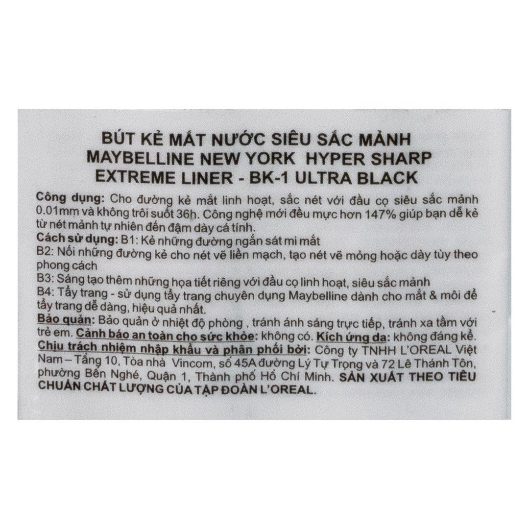 Bút Kẻ Mắt Nước Maybelline Sắc Mảnh BK1 Đen Sắc Sảo 0.4g