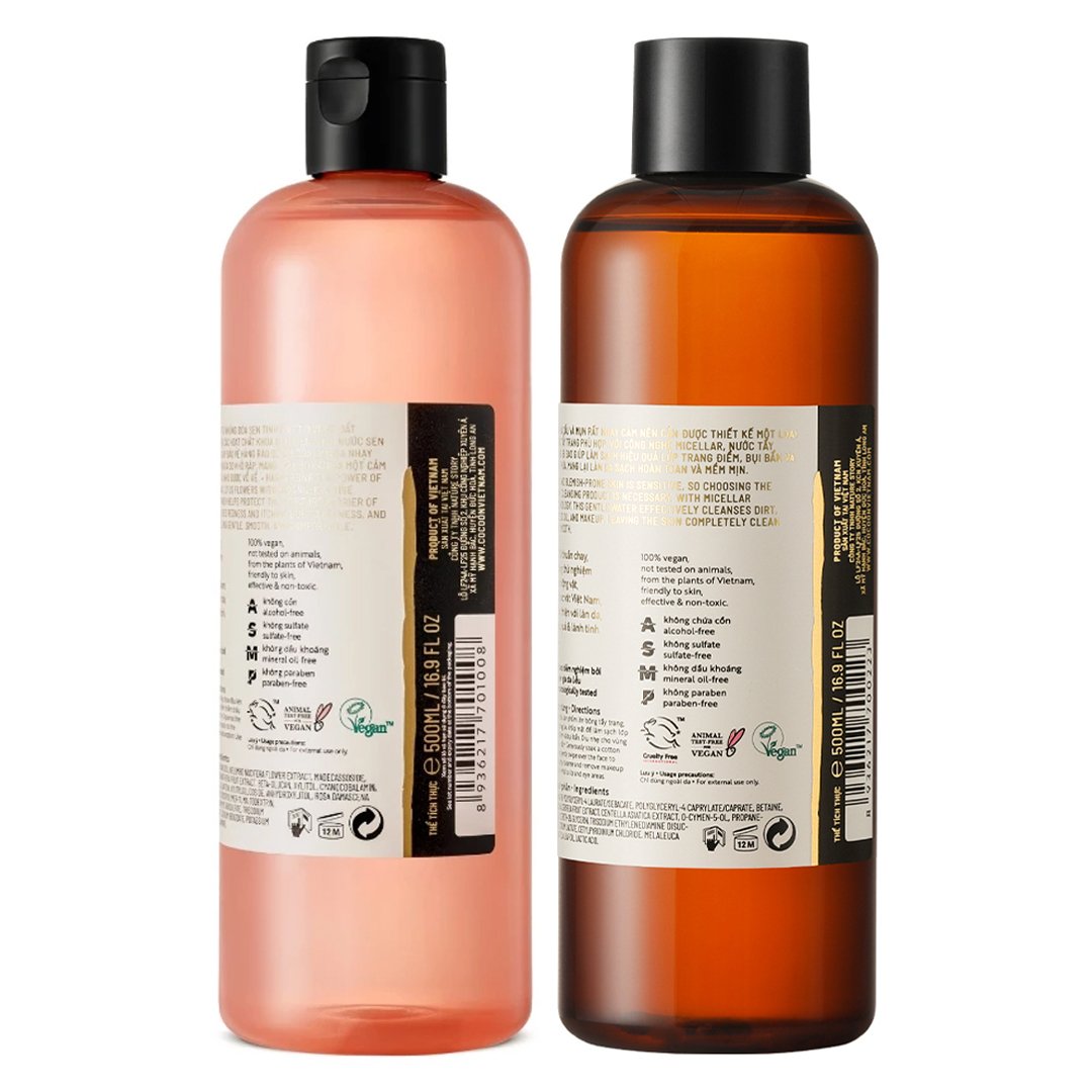Combo Cocoon Nước Cân Bằng Sen Hậu Giang 500ml + Nước Tẩy Trang Bí Đao 500ml