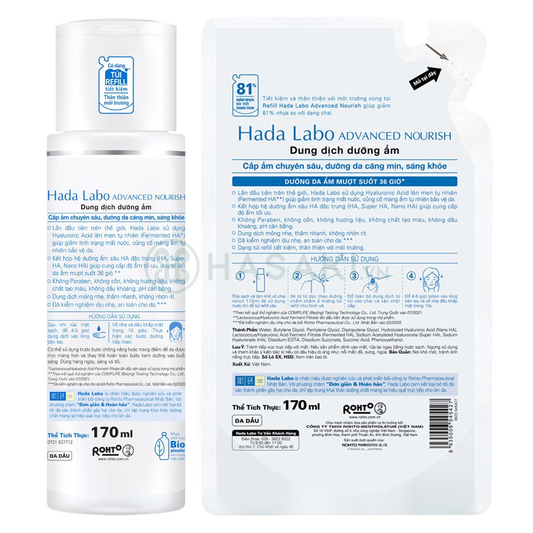 Combo Dung Dịch Hada Labo Dưỡng Ẩm Tối Ưu Cho Da Dầu 170ml + Túi Refill 170ml