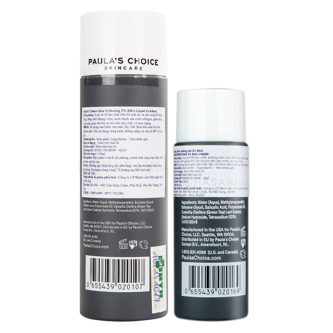 Combo Dung Dịch Tẩy Da Chết Paula’s Choice 2% BHA 118ml+30ml
