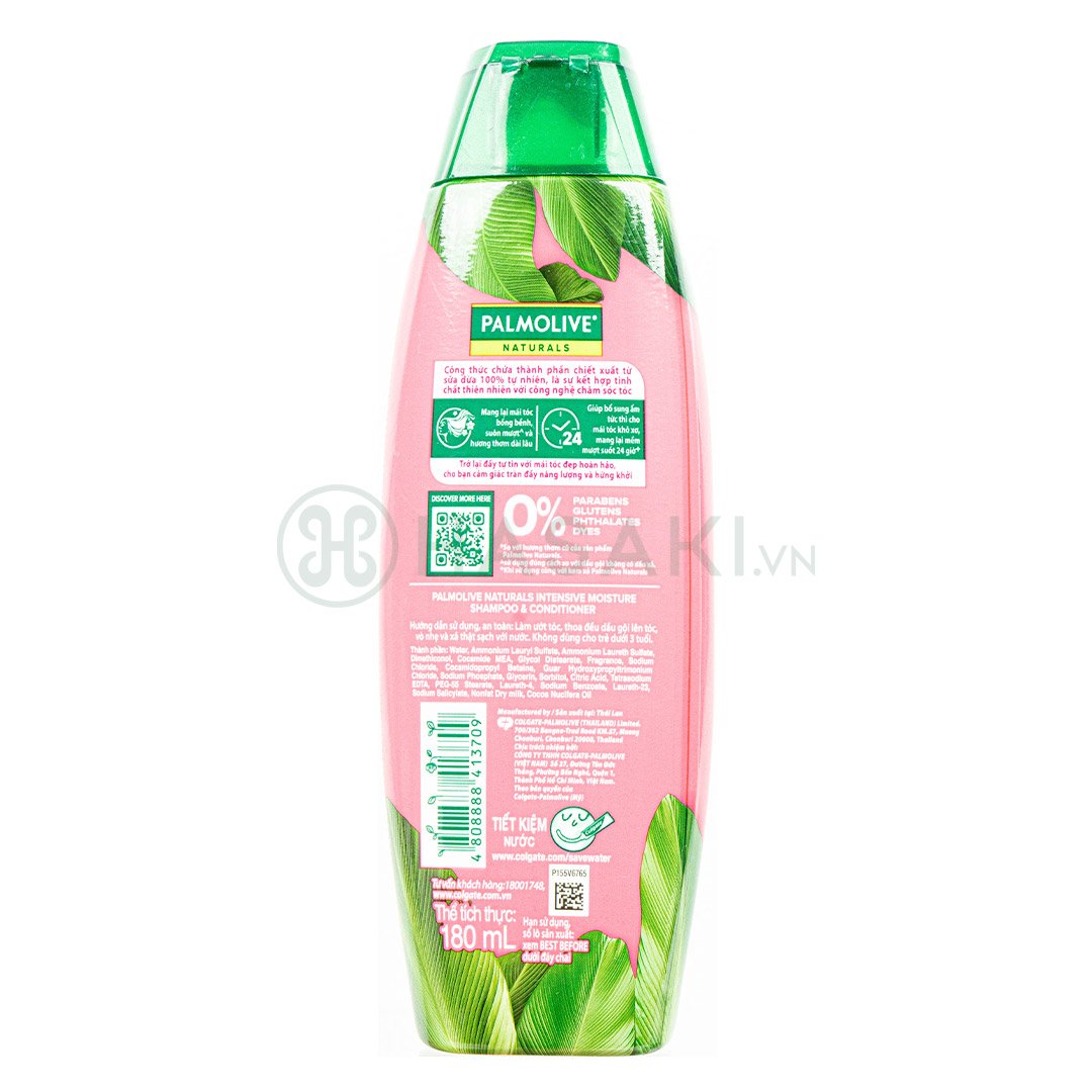 Dầu Gội Xả Palmolive Dưỡng Ẩm Tóc Từ Sữa Dừa 180ml