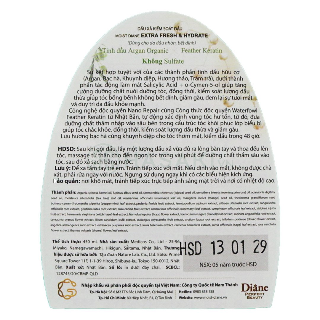 Dầu Xả Diane Sạch Dầu Và Tươi Mát Da Đầu 450ml