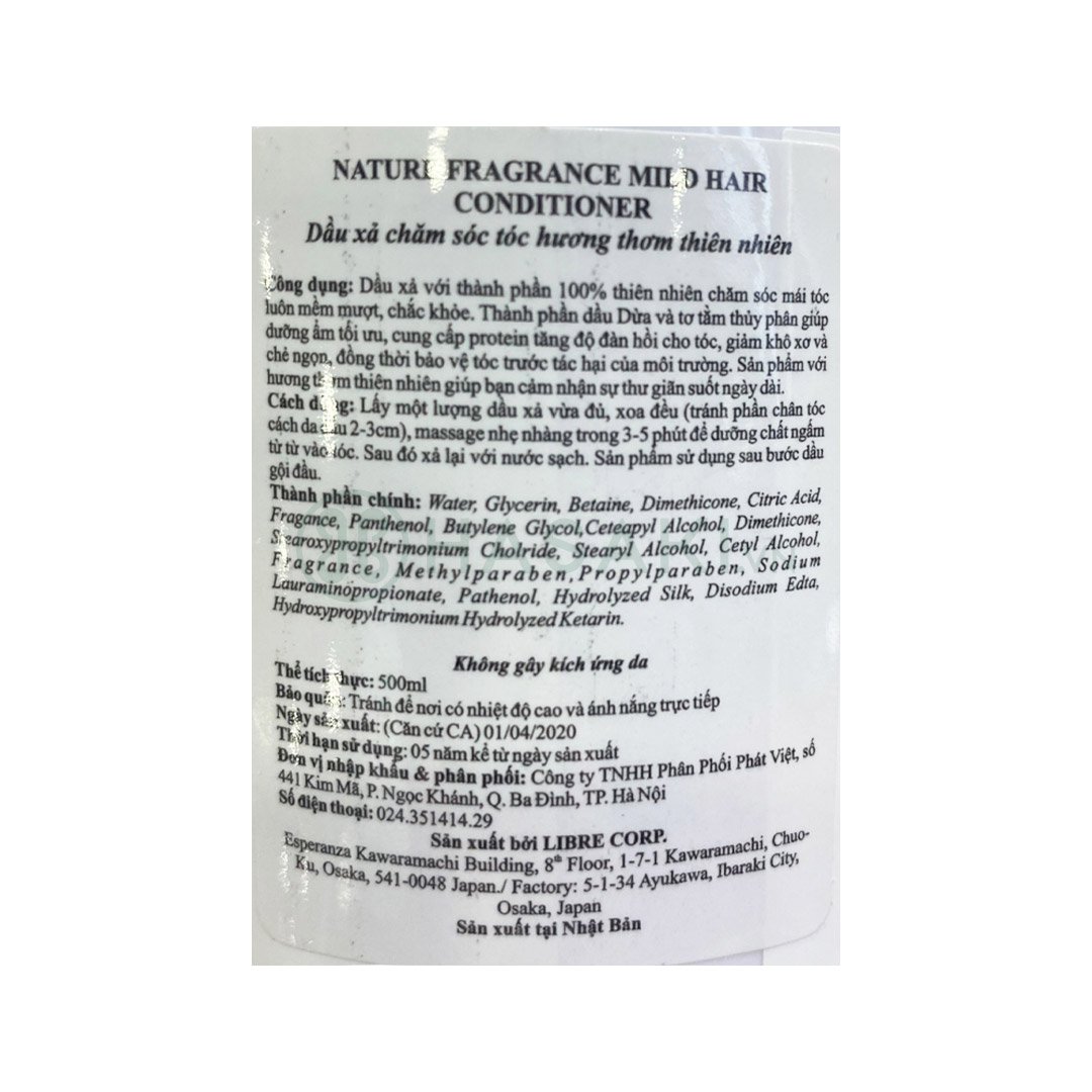 Dầu Xả Naris Nature Dịu Nhẹ Hương Hoa Tươi Mát 500ml