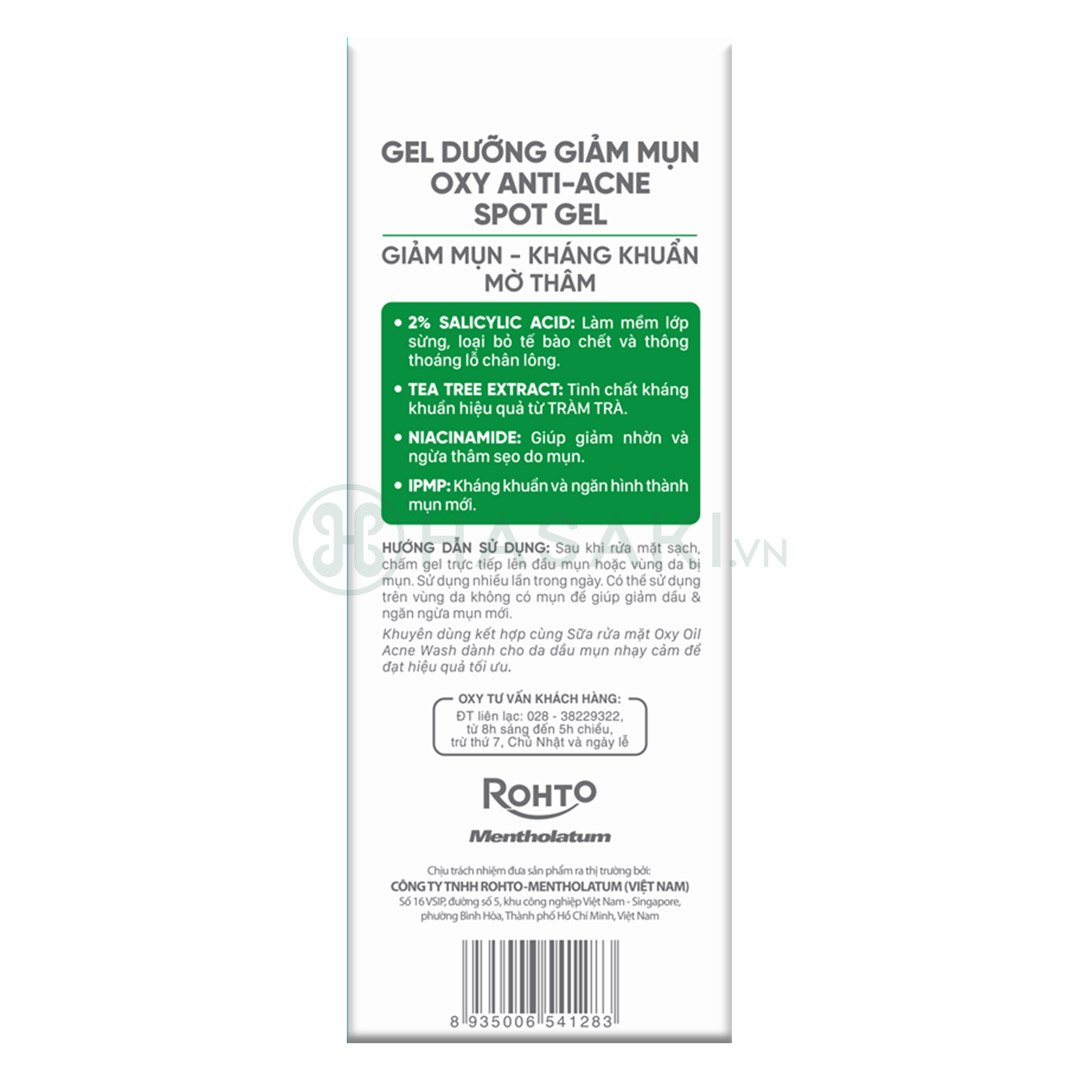 Gel Chấm Mụn Oxy Hỗ Trợ Sạch Mụn, Mờ Thâm 10g