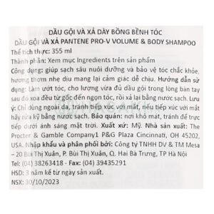[HSD 10/2026] Dầu Gội Xả 2in1 Pantene Làm Phồng & Dày Tóc 355ml