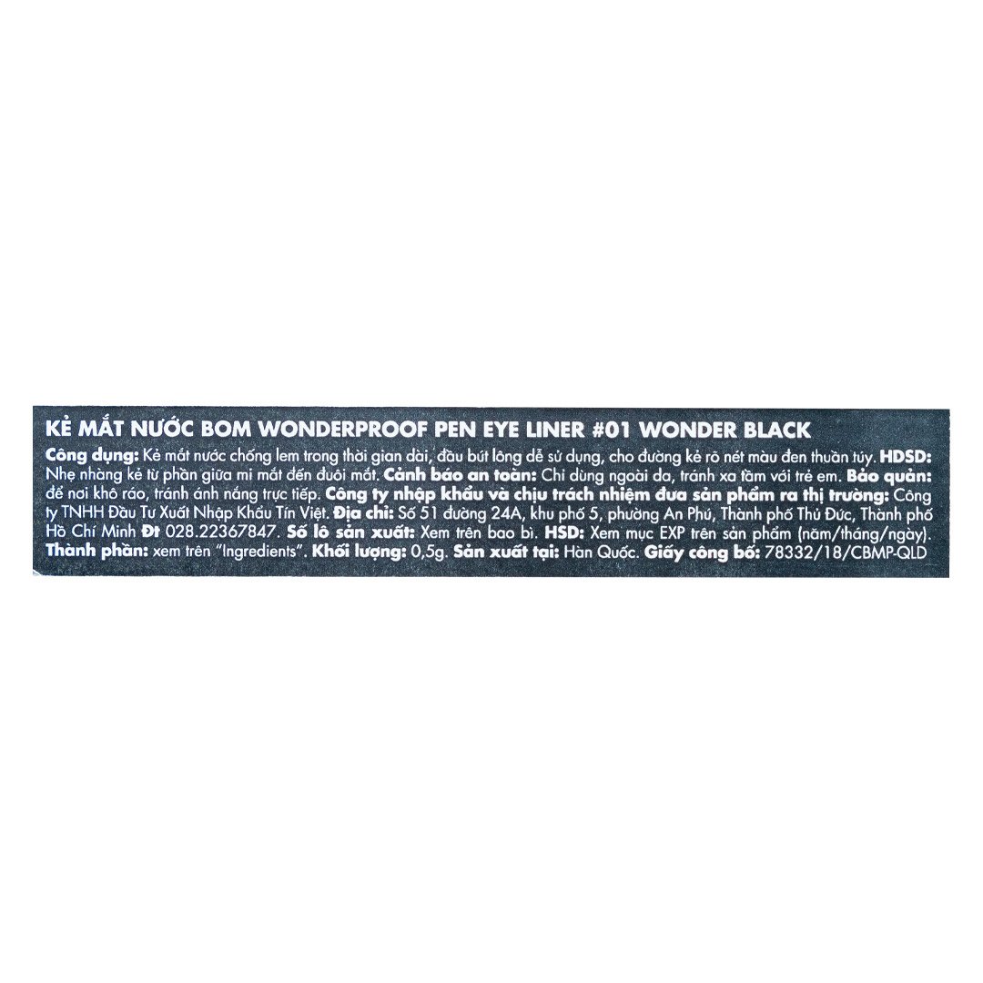 Kẻ Mắt Nước B.O.M Lâu Trôi Màu Đen 01 Wonder Black 0.5g