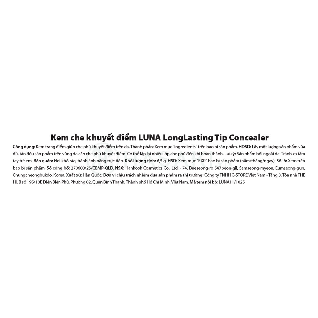 Kem Che Khuyết Điểm Luna Lâu Trôi Màu 01 Vanilla 7.5g