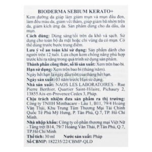 [HSD 07/2027] Kem Dưỡng Bioderma Giảm Mụn & Thâm Mụn 30ml