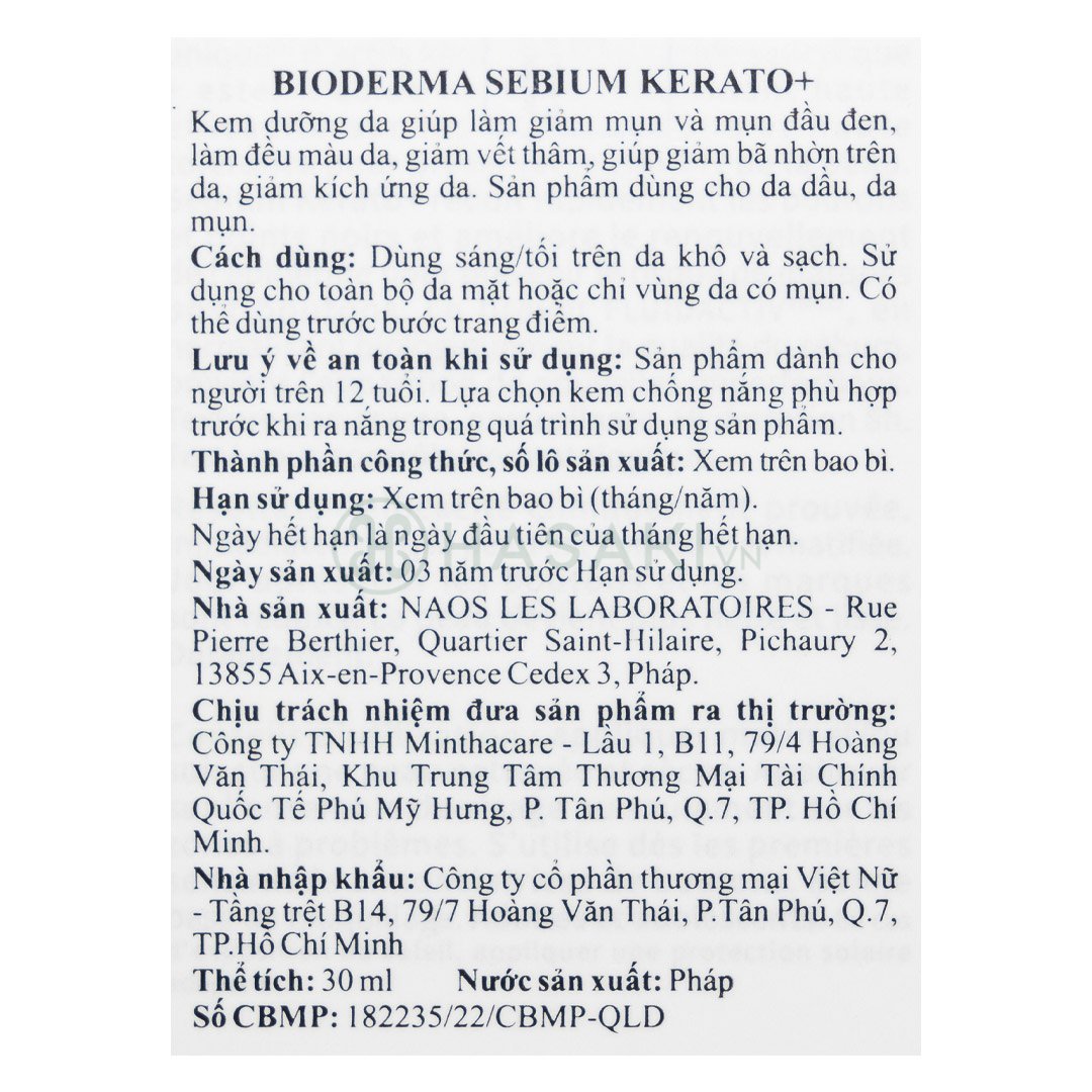 Kem Dưỡng Bioderma Giảm Mụn & Thâm Mụn 30ml