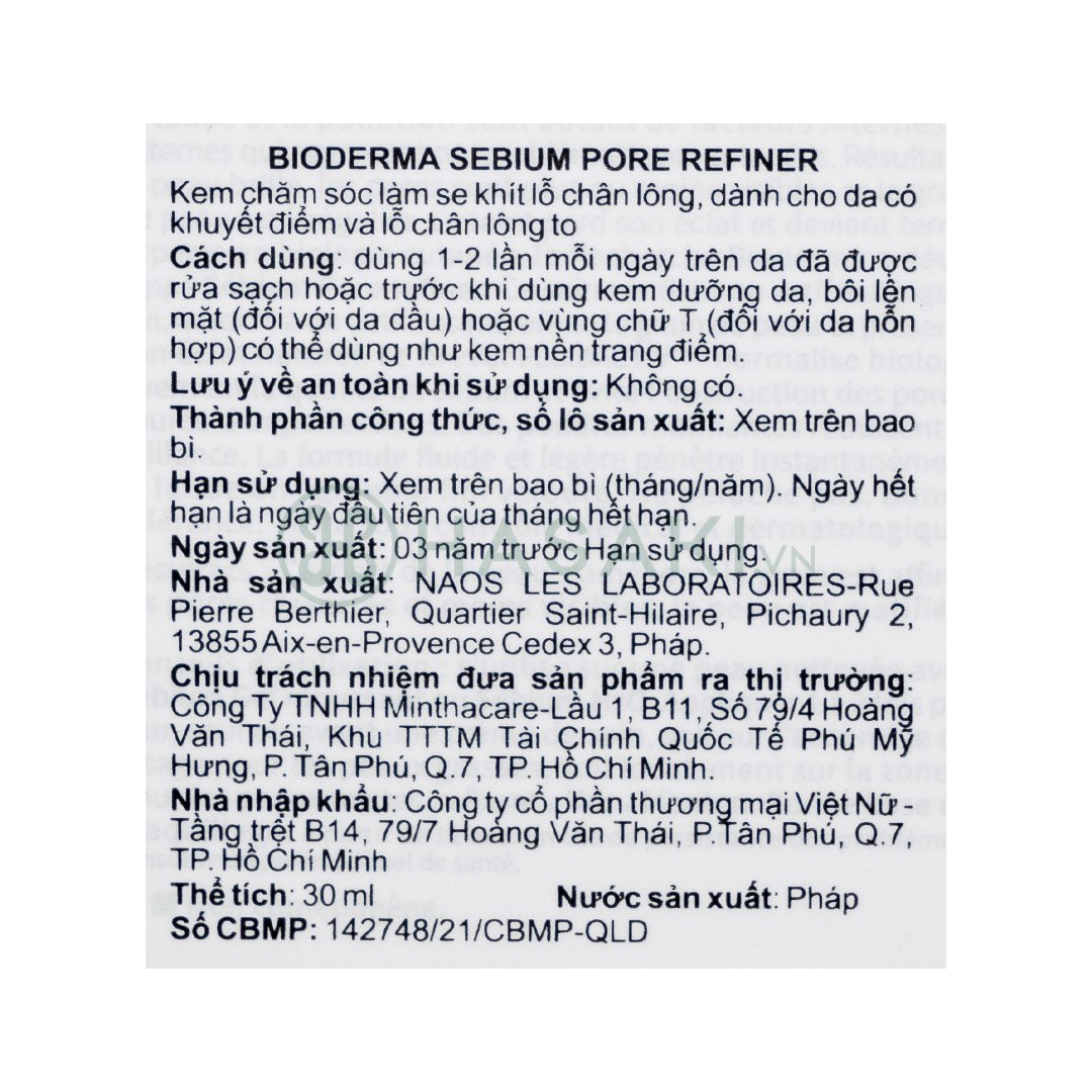 Kem Dưỡng Bioderma Giúp Se Khít Lỗ Chân Lông 30ml
