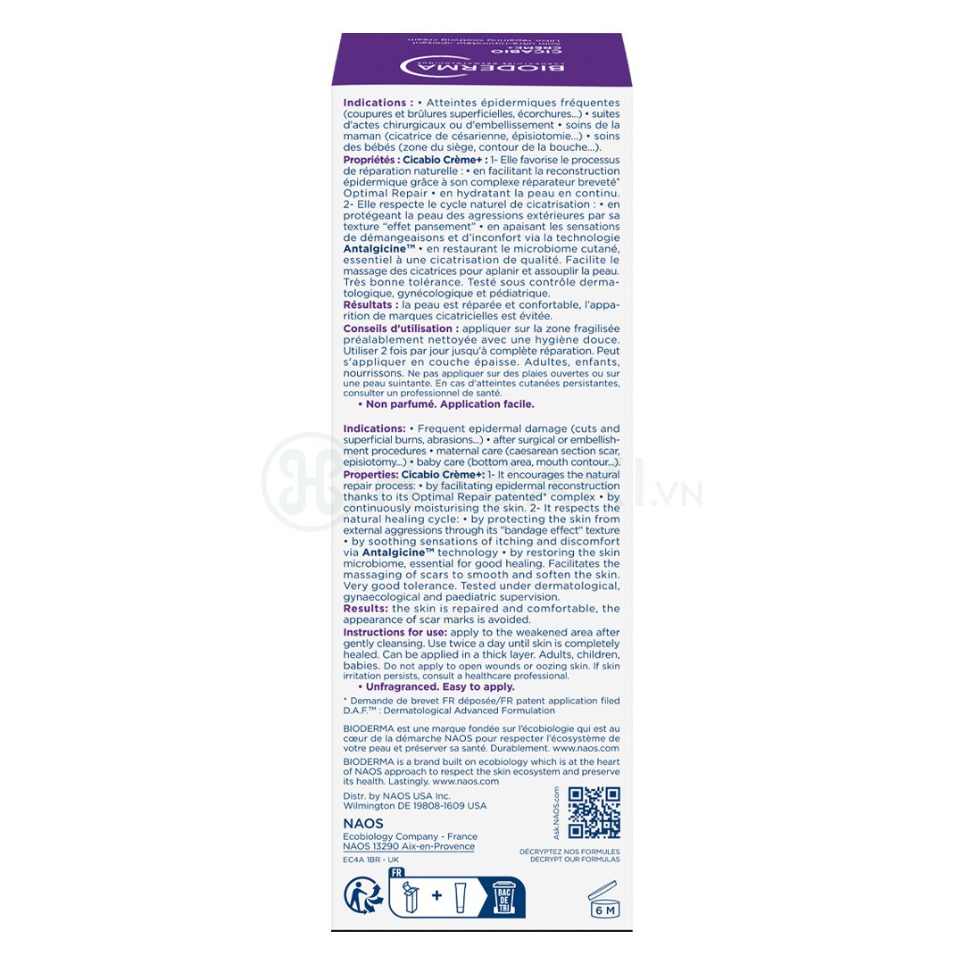 Kem Dưỡng Bioderma Phục Hồi Da Tổn Thương Và Ngừa Sẹo 40ml