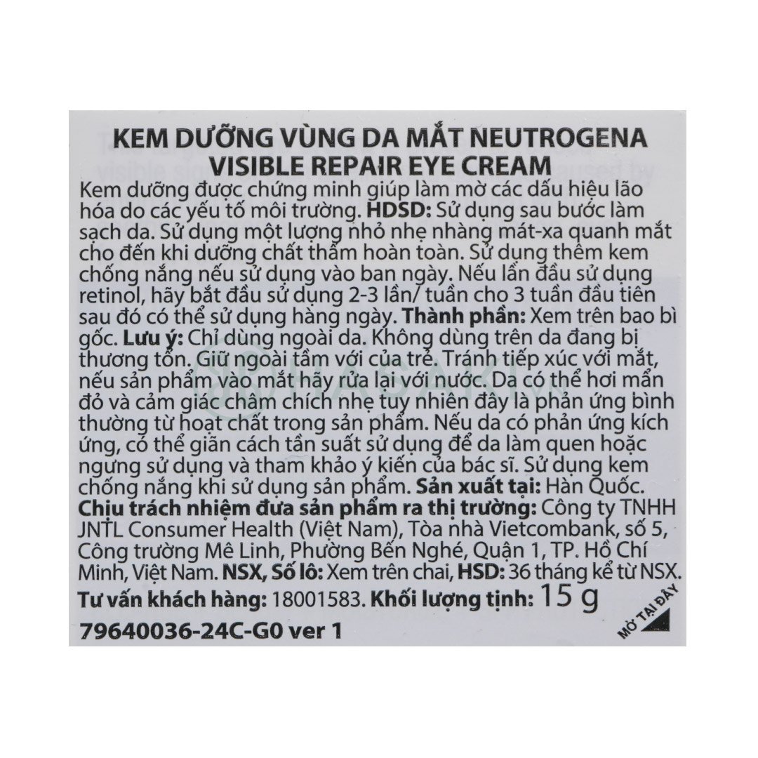 Kem Mắt Neutrogena Retinol Ngừa Lão Hóa, Giảm Nhăn 15g