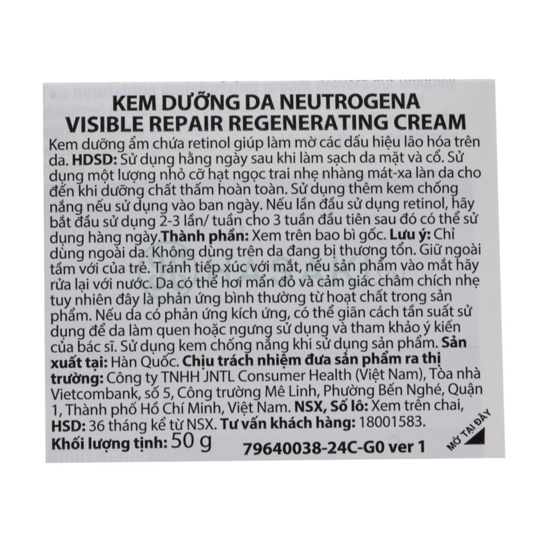Kem Dưỡng Neutrogena Retinol Ngăn Ngừa Lão Hóa 50g