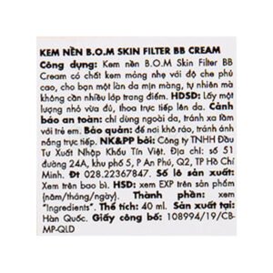 [HSD 06/2027] Kem Nền B.O.M Mỏng Nhẹ Tự Nhiên Lâu Trôi 40ml